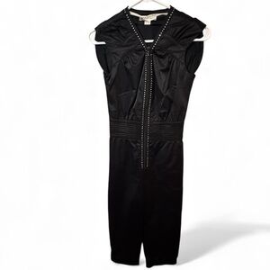 ⚡️M by Madonna x H&M vintage y2k black satin rhinestone jumpsuit size 4